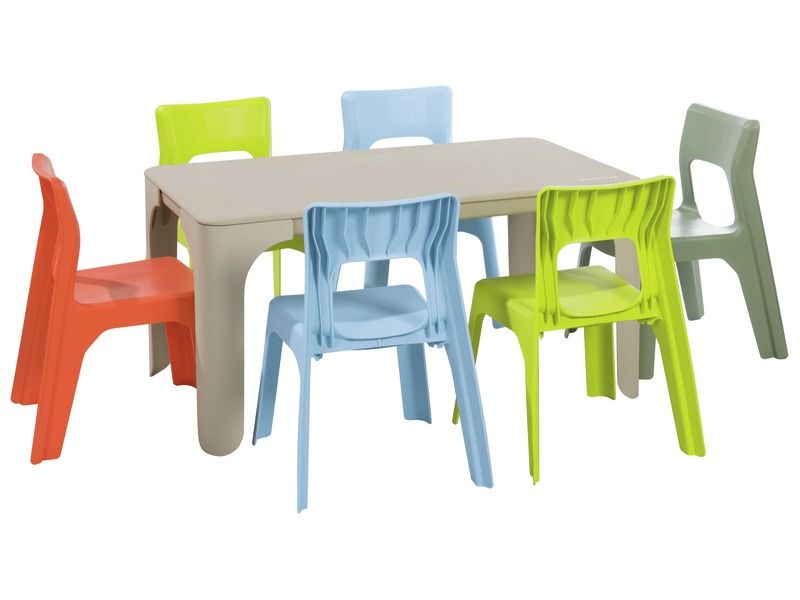 MAXI-SET RECHTECKIGER TISCH + 6 STÜHLE Louisa