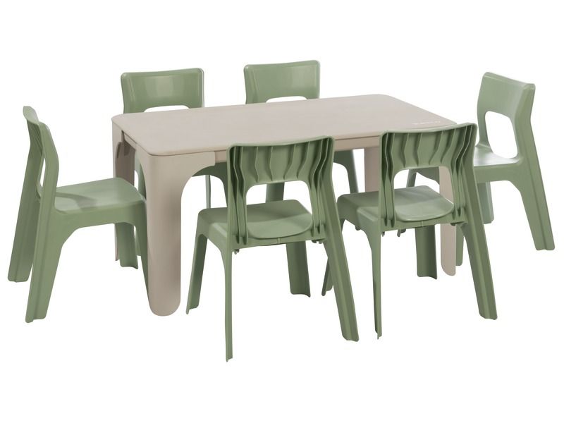 MAXI-SET RECHTECKIGER TISCH + 6 STÜHLE Louisa