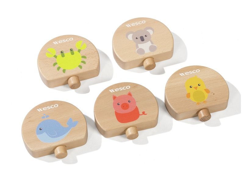 SET of 5 Evolution Scogym wooden totem animals