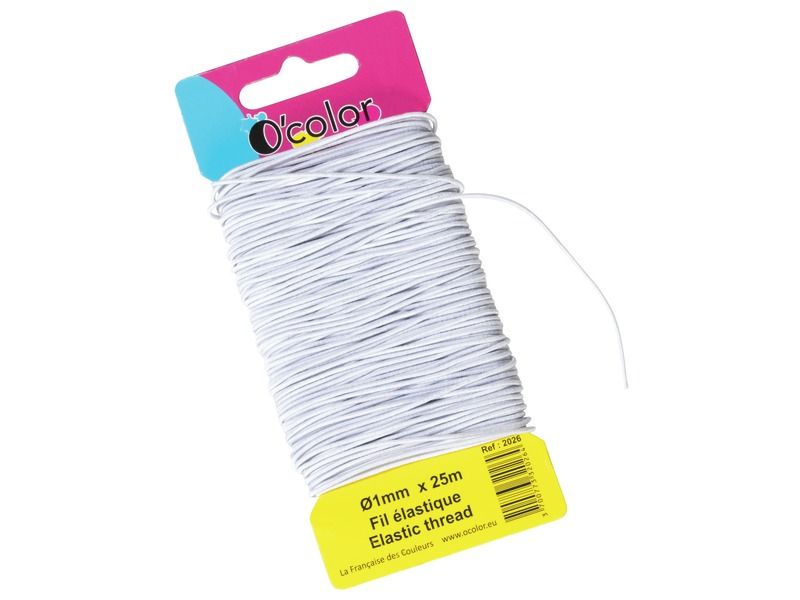 WEISSER ELASTISCHER FADEN 25 m Ø 1 mm