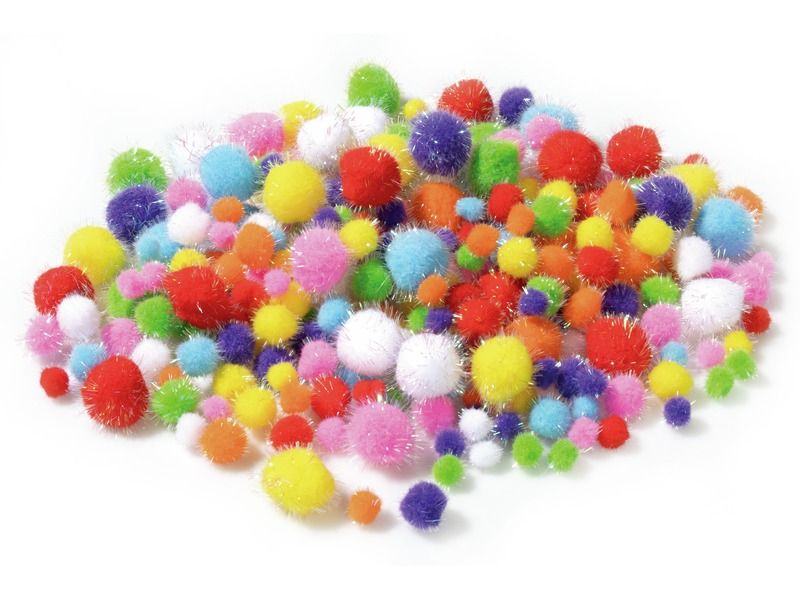 IRISIERENDE POMPONS IN MEHREREN GRÖSSEN
