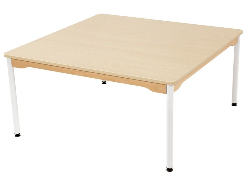TABLE PLATEAU STRATIFIÉ - PIÉTEMENT MÉTAL BLANC - Carré 120x120 cm