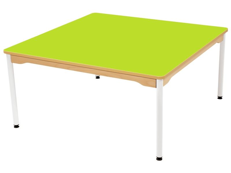 TABLE PLATEAU STRATIFIÉ - PIÉTEMENT MÉTAL BLANC - Carré 120x120 cm