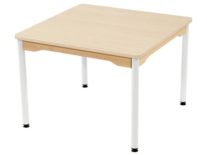 TABLE PLATEAU STRATIFIÉ - PIÉTEMENT MÉTAL BLANC - Carré 80x80 cm