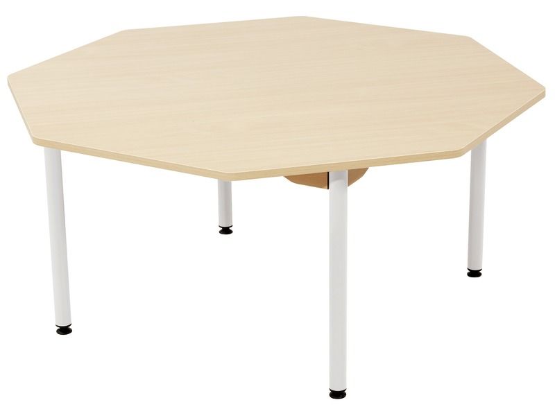 TABLE PLATEAU STRATIFIÉ - PIÉTEMENT MÉTAL BLANC - Octogone Ø 120 cm