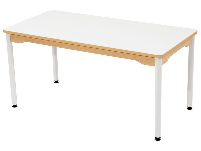 TABLE PLATEAU STRATIFIÉ - PIÉTEMENT MÉTAL BLANC - Rectangle 120x60 cm