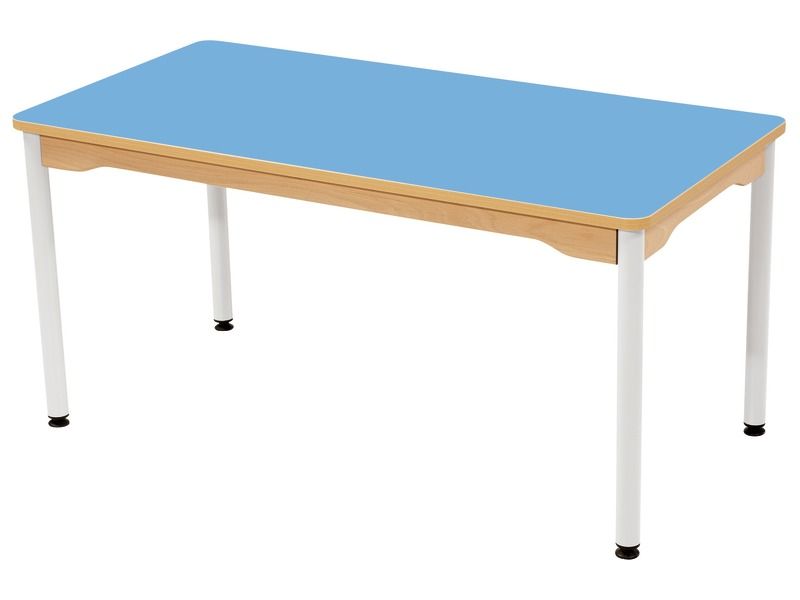 TABLE PLATEAU STRATIFIÉ - PIÉTEMENT MÉTAL BLANC - Rectangle 120x60 cm