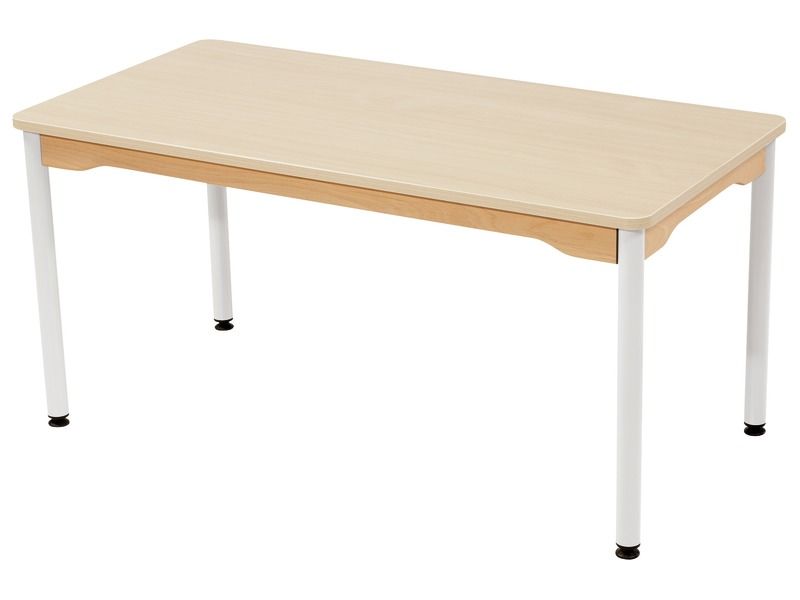 TABLE PLATEAU STRATIFIÉ - PIÉTEMENT MÉTAL BLANC - Rectangle 120x60 cm