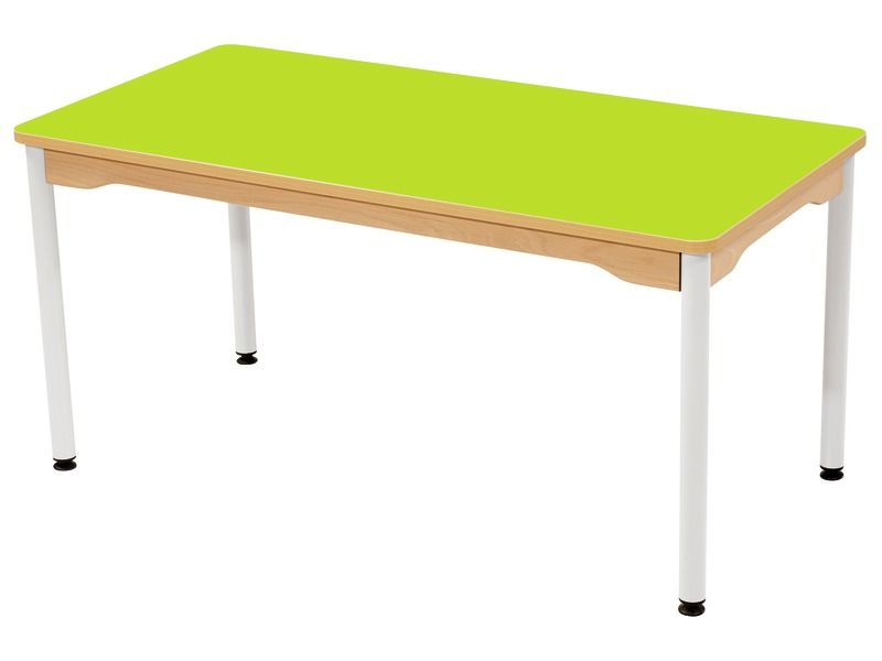 TABLE PLATEAU STRATIFIÉ - PIÉTEMENT MÉTAL BLANC - Rectangle 120x60 cm