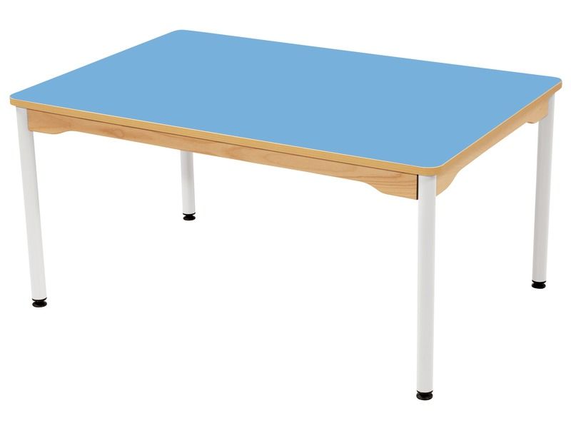 TABLE PLATEAU STRATIFIÉ - PIÉTEMENT MÉTAL BLANC - Rectangle 120x80 cm