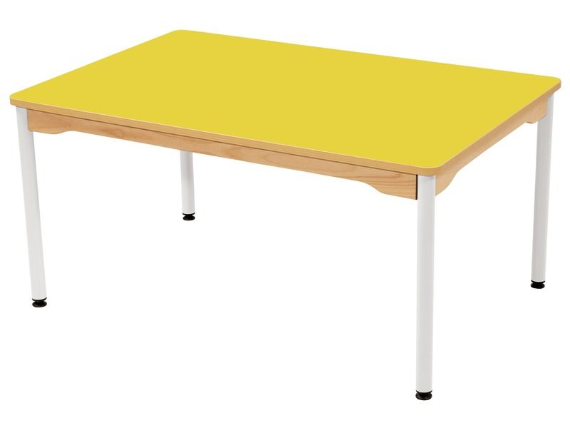 TABLE PLATEAU STRATIFIÉ - PIÉTEMENT MÉTAL BLANC - Rectangle 120x80 cm