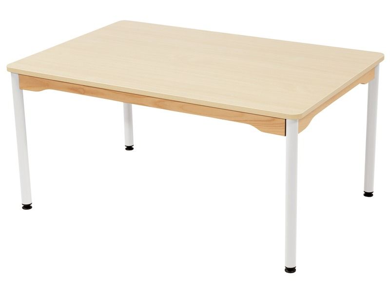 TABLE PLATEAU STRATIFIÉ - PIÉTEMENT MÉTAL BLANC - Rectangle 120x80 cm