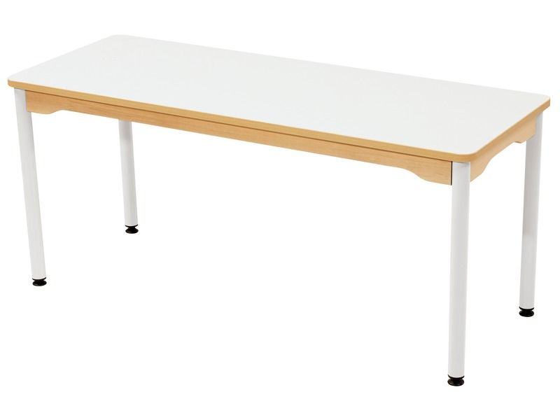TABLE PLATEAU STRATIFIÉ - PIÉTEMENT MÉTAL BLANC - Rectangle 130x50 cm