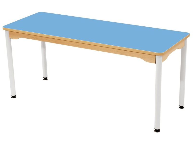 TABLE PLATEAU STRATIFIÉ - PIÉTEMENT MÉTAL BLANC - Rectangle 130x50 cm