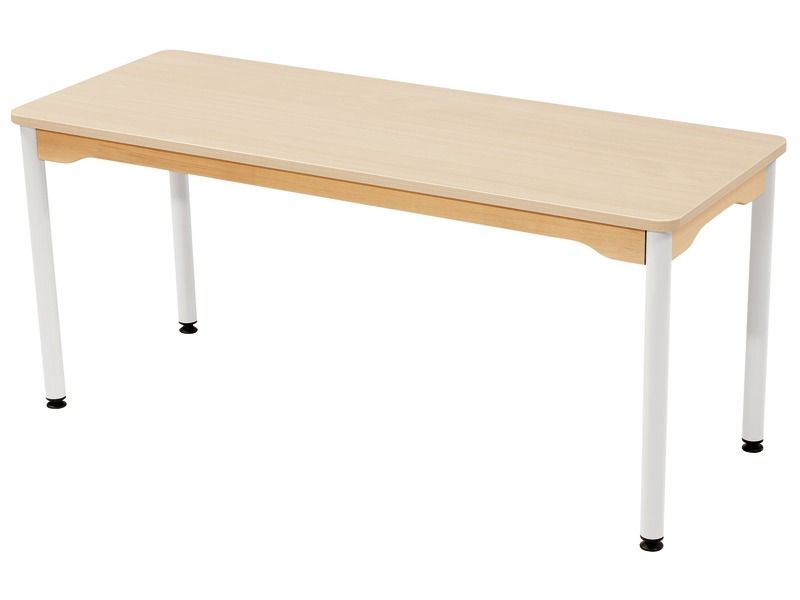 TABLE PLATEAU STRATIFIÉ - PIÉTEMENT MÉTAL BLANC - Rectangle 130x50 cm