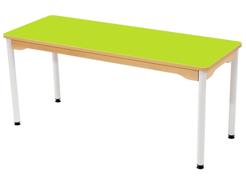 TABLE PLATEAU STRATIFIÉ - PIÉTEMENT MÉTAL BLANC - Rectangle 130x50 cm