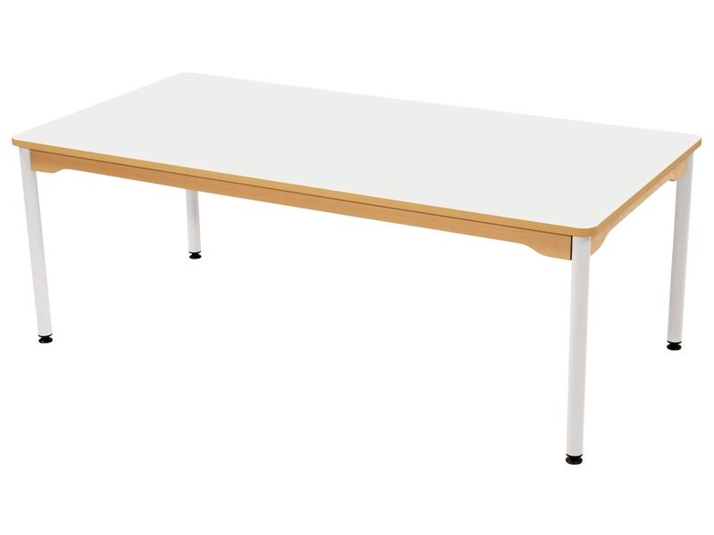 TABLE PLATEAU STRATIFIÉ - PIÉTEMENT MÉTAL BLANC - Rectangle 160x80 cm
