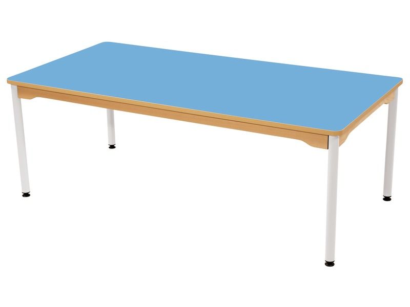 TABLE PLATEAU STRATIFIÉ - PIÉTEMENT MÉTAL BLANC - Rectangle 160x80 cm