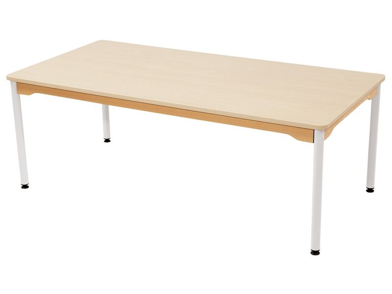 TABLE PLATEAU STRATIFIÉ - PIÉTEMENT MÉTAL BLANC - Rectangle 160x80 cm