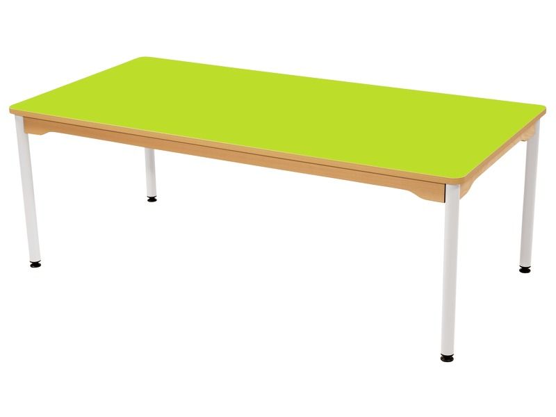 TABLE PLATEAU STRATIFIÉ - PIÉTEMENT MÉTAL BLANC - Rectangle 160x80 cm