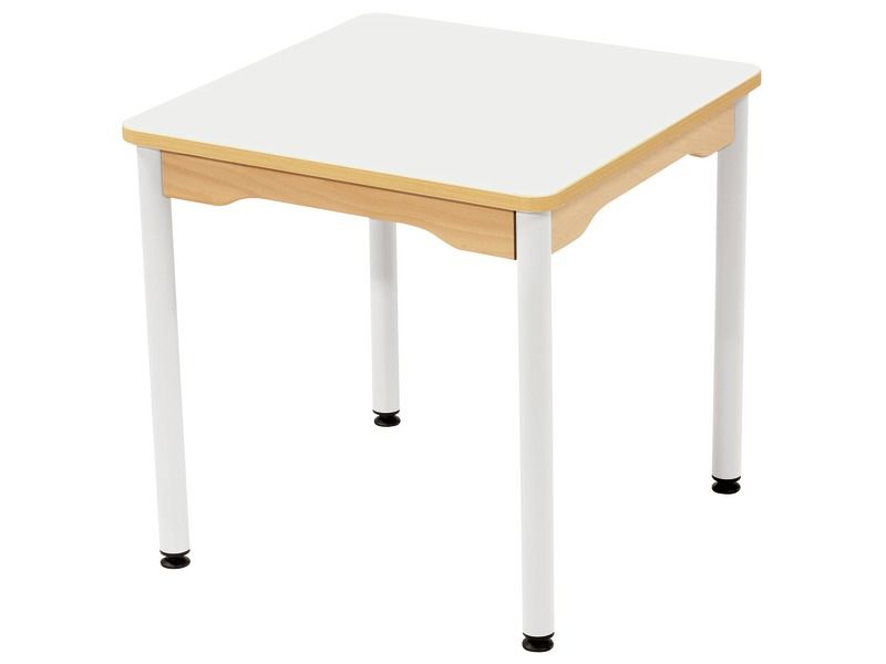 TABLE PLATEAU STRATIFIÉ - PIÉTEMENT MÉTAL BLANC - Rectangle 60x50 cm