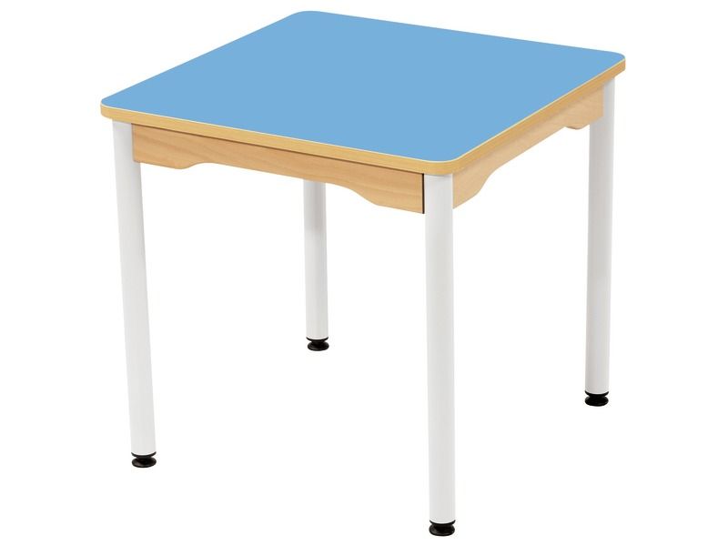 TABLE PLATEAU STRATIFIÉ - PIÉTEMENT MÉTAL BLANC - Rectangle 60x50 cm