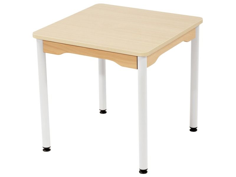 TABLE PLATEAU STRATIFIÉ - PIÉTEMENT MÉTAL BLANC - Rectangle 60x50 cm