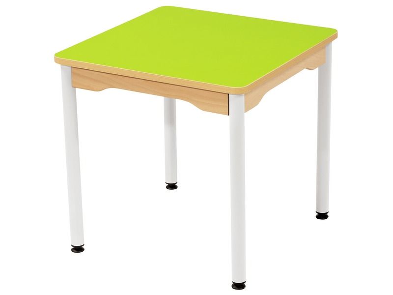 TABLE PLATEAU STRATIFIÉ - PIÉTEMENT MÉTAL BLANC - Rectangle 60x50 cm