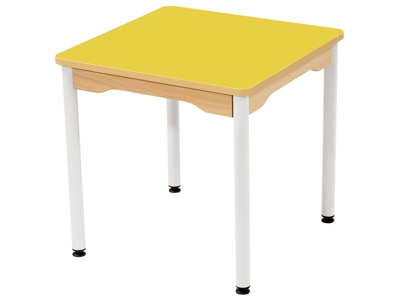 TABLE PLATEAU STRATIFIÉ - PIÉTEMENT MÉTAL BLANC - Rectangle 60x50 cm