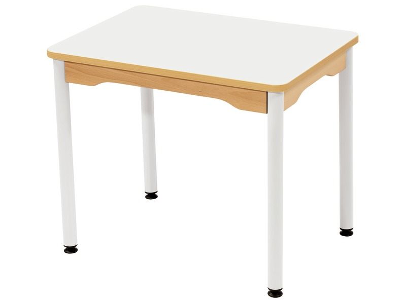 TABLE PLATEAU STRATIFIÉ - PIÉTEMENT MÉTAL BLANC - Rectangle 70x50 cm