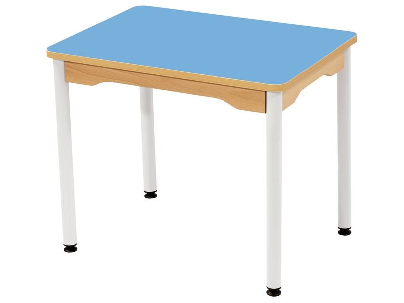 TABLE PLATEAU STRATIFIÉ - PIÉTEMENT MÉTAL BLANC - Rectangle 70x50 cm