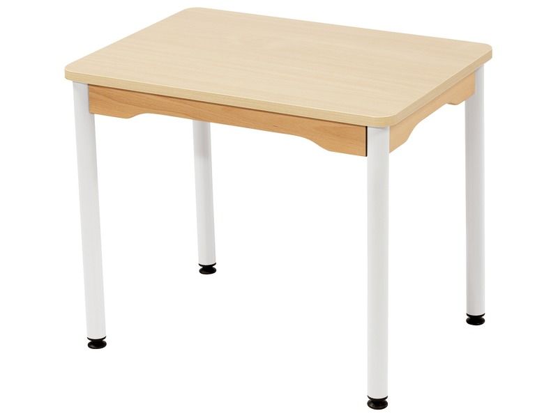 TABLE PLATEAU STRATIFIÉ - PIÉTEMENT MÉTAL BLANC - Rectangle 70x50 cm