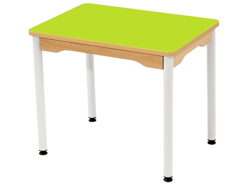TABLE PLATEAU STRATIFIÉ - PIÉTEMENT MÉTAL BLANC - Rectangle 70x50 cm