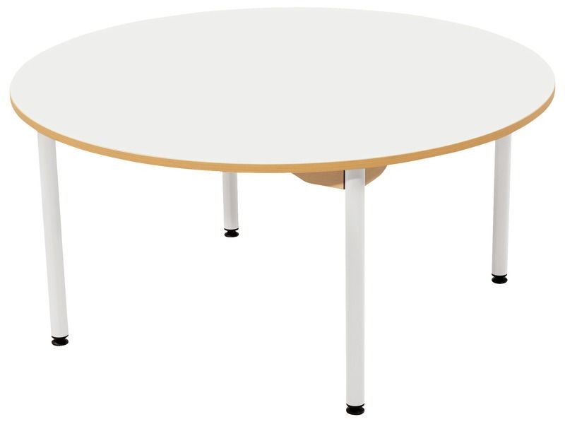 TABLE PLATEAU STRATIFIÉ - PIÉTEMENT MÉTAL BLANC - Rond Ø 120 cm