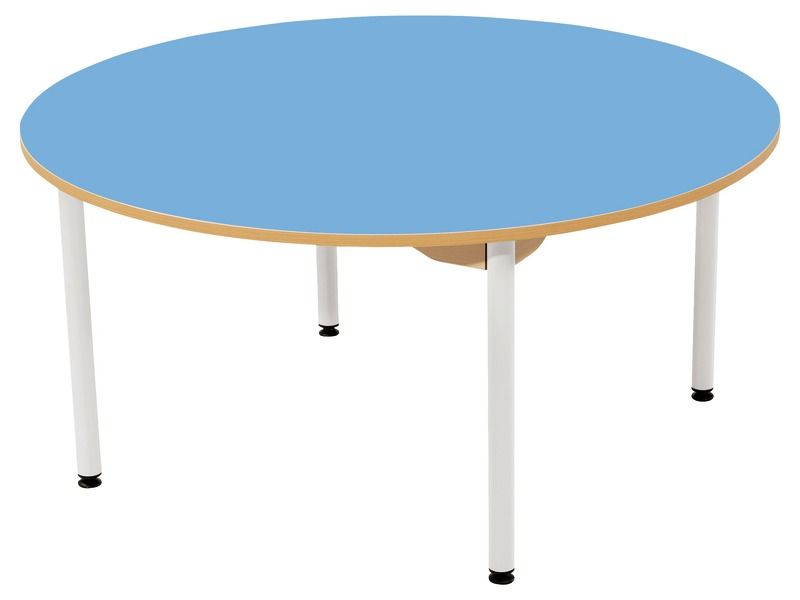 TABLE PLATEAU STRATIFIÉ - PIÉTEMENT MÉTAL BLANC - Rond Ø 120 cm