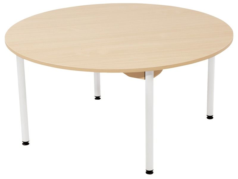 TABLE PLATEAU STRATIFIÉ - PIÉTEMENT MÉTAL BLANC - Rond Ø 120 cm