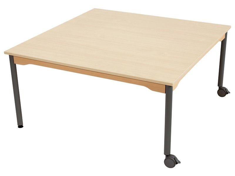 TISCH MIT MELAMINBESCHICHTETER PLATTE - METALLFUSSTEIL UND ROLLEN - Viereckig...