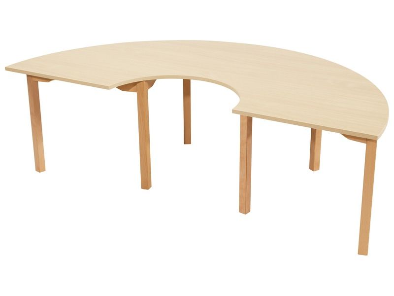 TABLE PLATEAU MÉLAMINÉ - PIÉTEMENT BOIS - Demi-Cercle 60x90x180 cm
