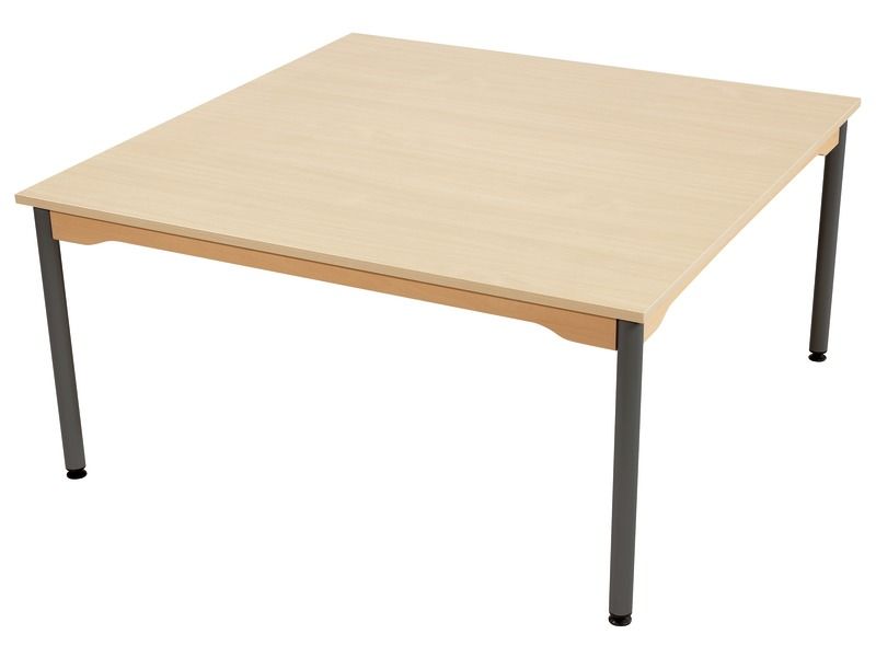 TABLE PLATEAU MÉLAMINÉ - PIÉTEMENT MÉTAL - Carré 120x120 cm