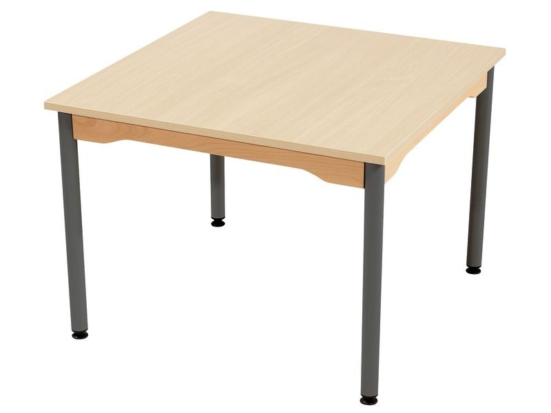 TABLE PLATEAU MÉLAMINÉ - PIÉTEMENT MÉTAL - Carré 80x80 cm