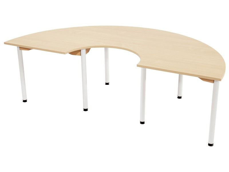 TABLE PLATEAU MÉLAMINÉ - PIÉTEMENT MÉTAL - Demi-Cercle 60x90x180 cm