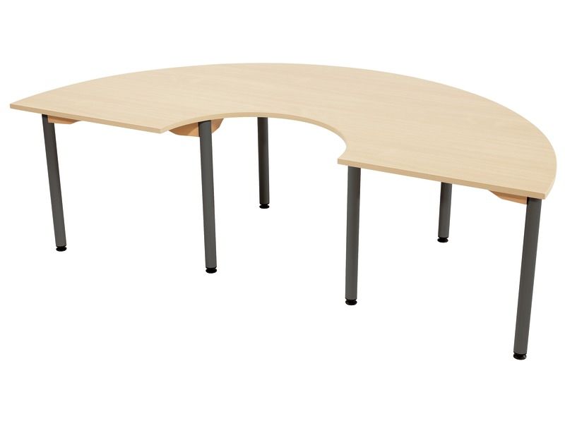 TAFEL MET GELAMINEERD BLAD - METALEN ONDERSTEL - Halve cirkel 60 x 90 x 180 cm 