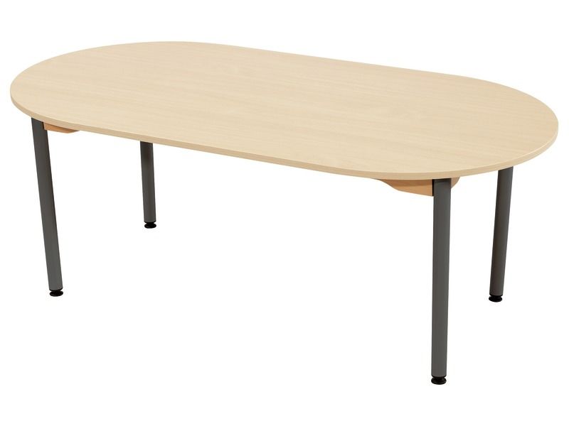 TAFEL MET GELAMINEERD BLAD - METALEN ONDERSTEL - Ovaal 150 x 80 cm