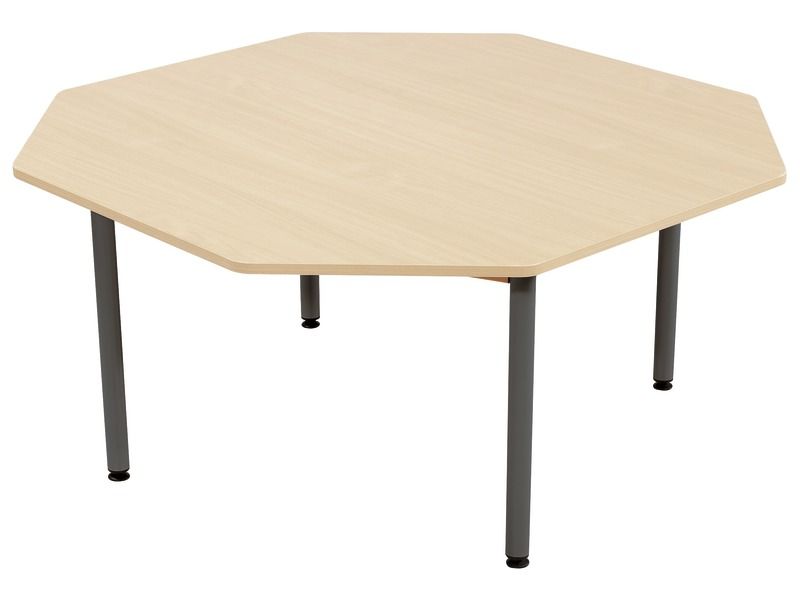 METALLTISCH MIT MELAMINBESCHICHTETER PLATTE - METALLFUSSTEIL - Achteckig Ø 120...