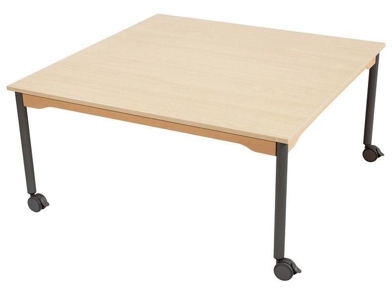 TAVOLO PIANO MELAMINICO - BASE A ROTELLE - Quadrato 120 x 120 cm