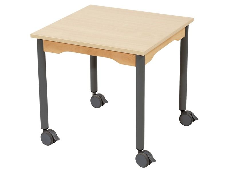TAVOLO PIANO MELAMINICO - BASE A ROTELLE - Quadrato 60 x 60 cm