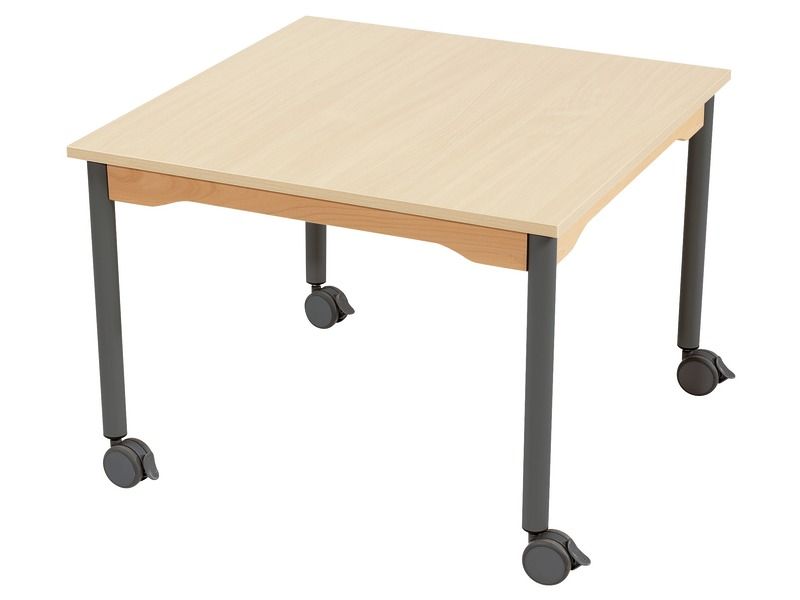 TISCH MIT MELAMINBESCHICHTETER PLATTE - FUSSTEIL MIT ROLLEN - Viereckig 80x80 cm