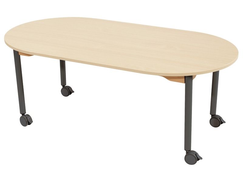 TAVOLO PIANO MELAMINICO - BASE A ROTELLE - Ovale 150 x 80 cm