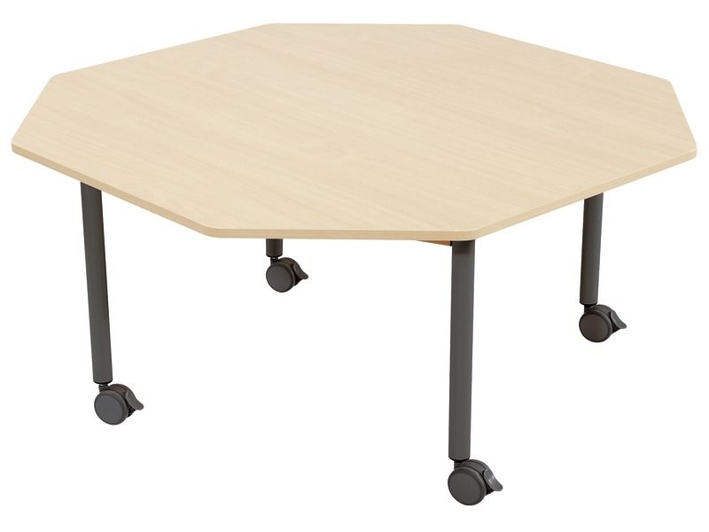TAVOLO PIANO MELAMINICO - BASE A ROTELLE - Ottagonale Ø 120 cm