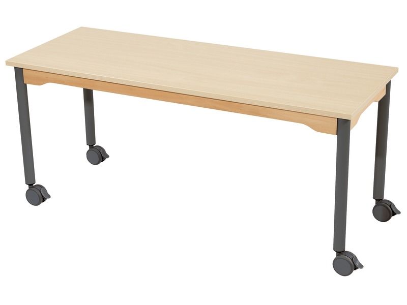 TAVOLO PIANO MELAMINICO - BASE A ROTELLE - Rettangolo 130 x 50 cm